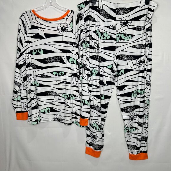 Celebrate Halloween Women’s Pajama Set sz 3X 2 Piece Mummy White Orange - Picture 2 of 10